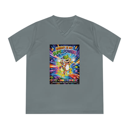 Potz™ Women's Performance V-Neck T-Shirt – "Energy is My Superpower!" Graphic Tee | Smile Universe Collection