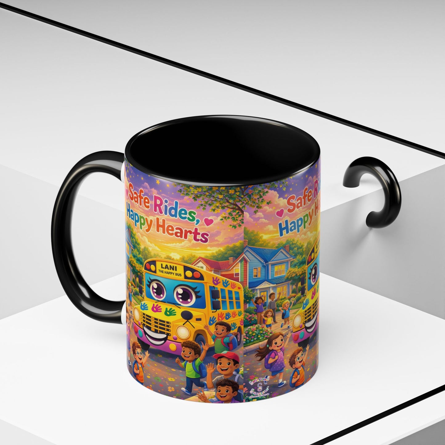 Lani™ Accent Coffee Mug (11oz & 15oz) – "Safe Rides, Happy Hearts" Graphic