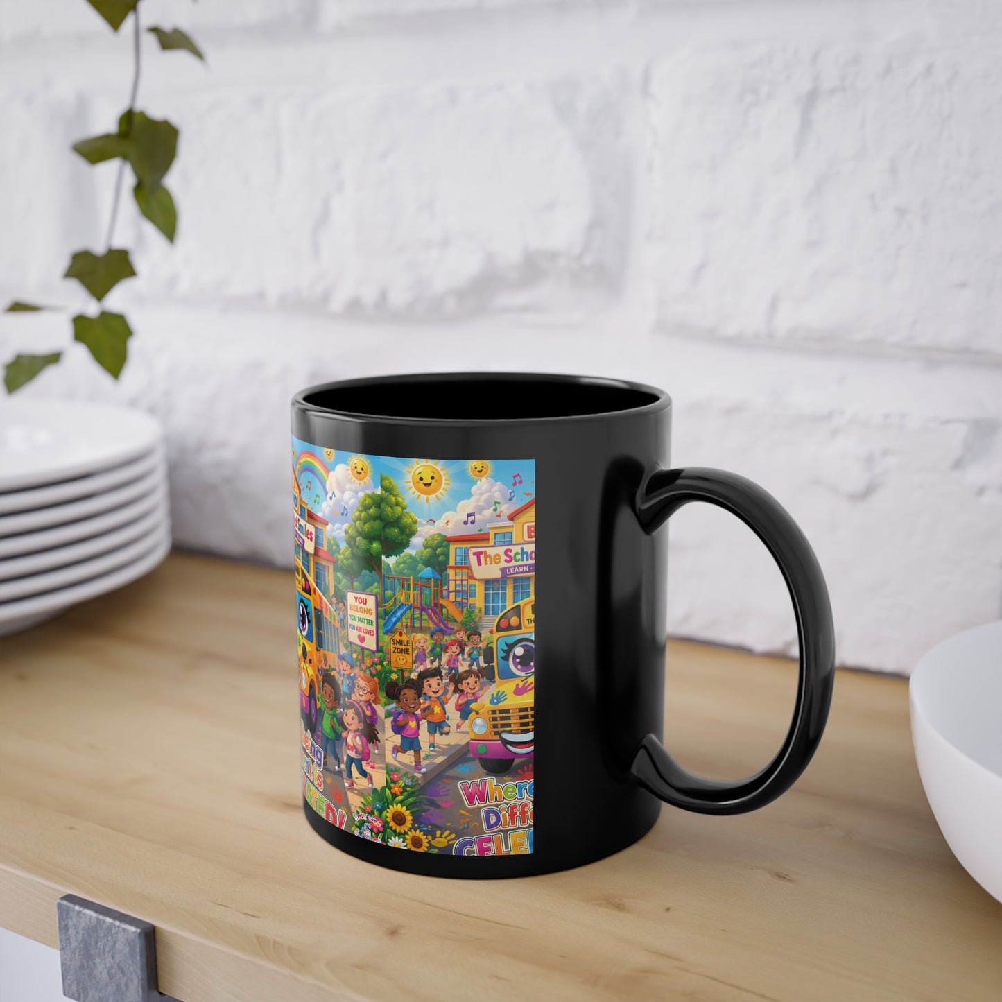 Lani™ Black Coffee Cup – "Where Being Different is CELEBRATED!" Graphic