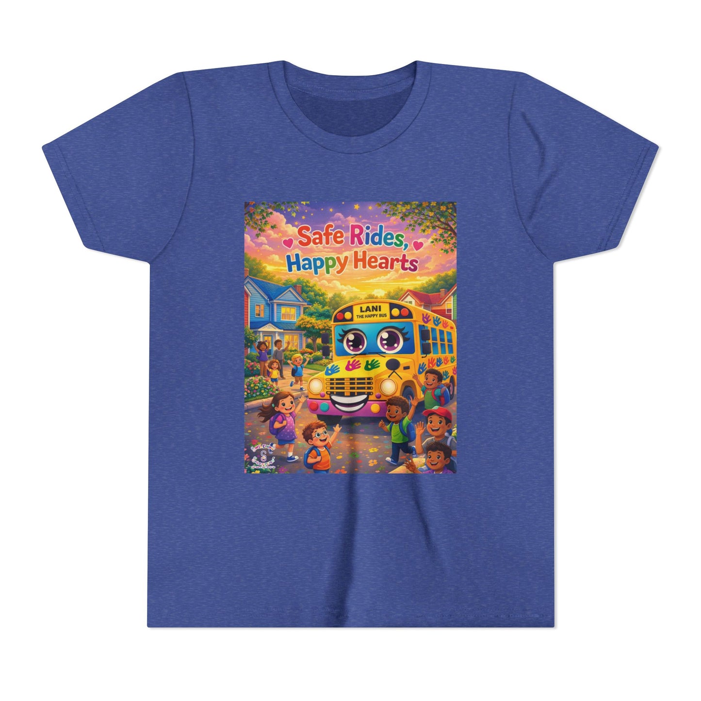 Lani™ Youth Short Sleeve Tee – "Safe Rides, Happy Hearts" Graphic