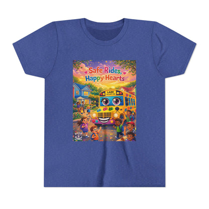 Lani™ Youth Short Sleeve Tee – "Safe Rides, Happy Hearts" Graphic