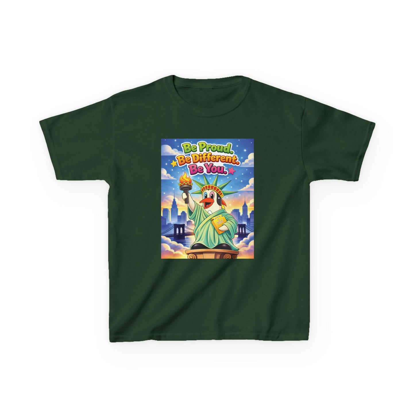 TuBz™M "Be Proud. Be Different. Be You." Kids T-Shirt - Inspirational Graphic Tee
