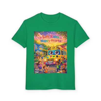 Lani™ Youth DryBlend® T-Shirt – "Safe Rides, Happy Hearts" Graphic
