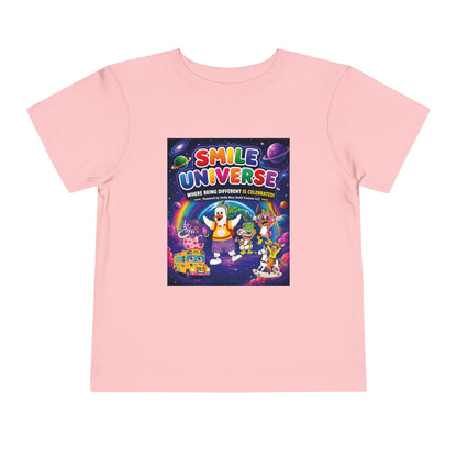 Smile Universe™ Toddler Short Sleeve Tee – "Where Being Different is CELEBRATED!" Graphic