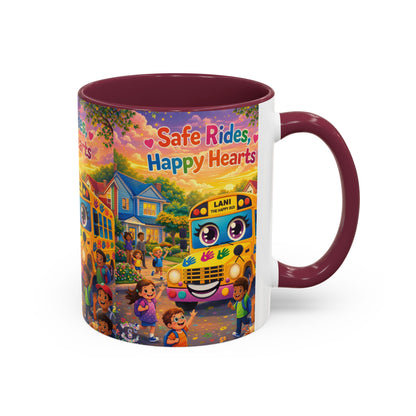 Lani™ Colorful Mug (11oz & 15oz) – "Safe Rides, Happy Hearts" Graphic