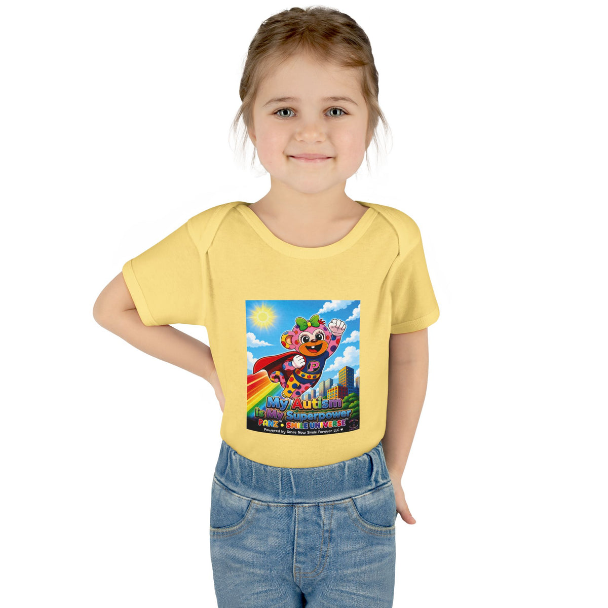Panz™ Infant Baby Rib Bodysuit – "My Autism is My Superpower" Graphic | Smile Universe Collection