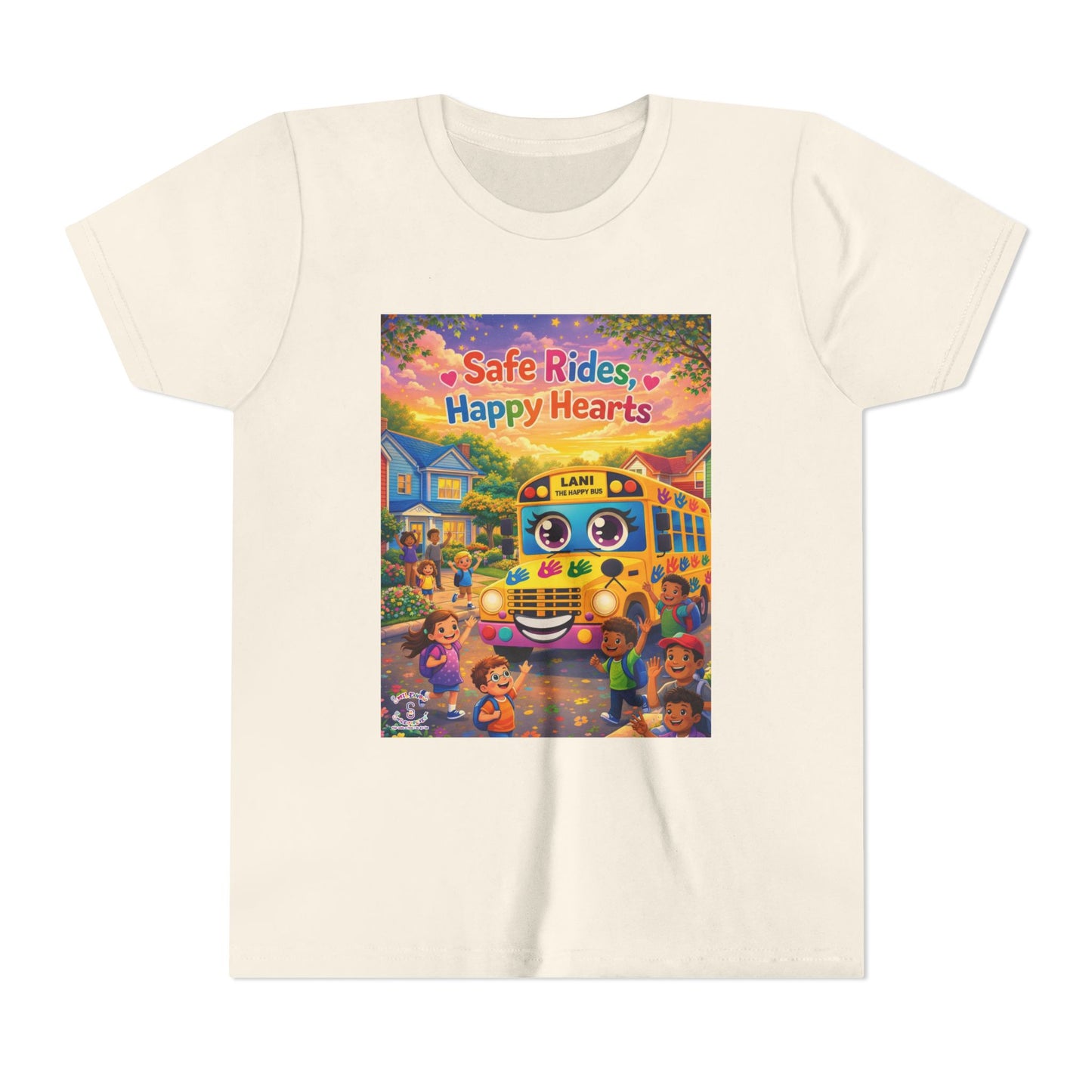 Lani™ Youth Short Sleeve Tee – "Safe Rides, Happy Hearts" Graphic