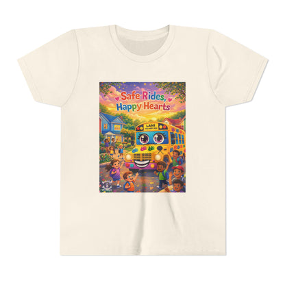 Lani™ Youth Short Sleeve Tee – "Safe Rides, Happy Hearts" Graphic