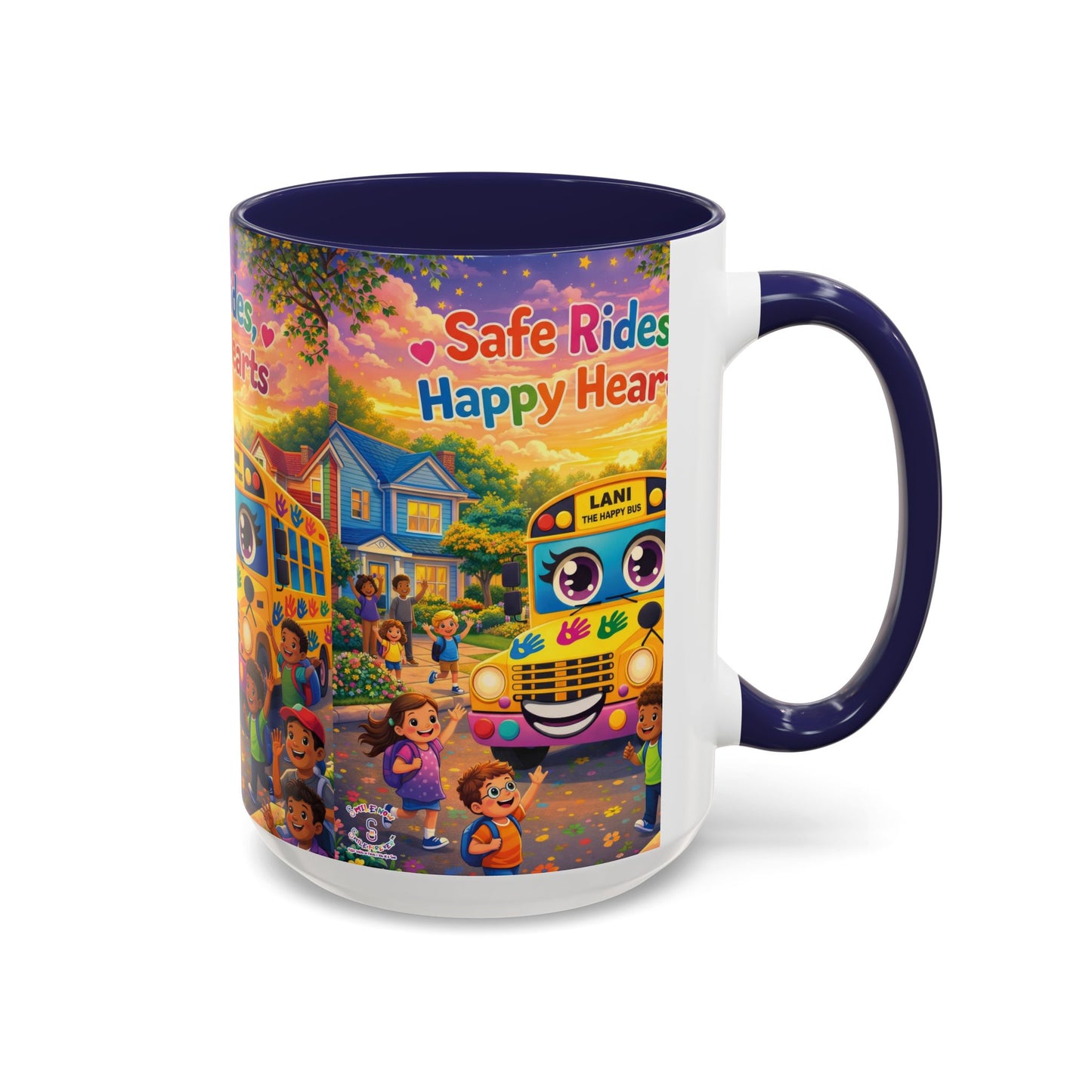 Lani™ Accent Coffee Mug (11oz & 15oz) – "Safe Rides, Happy Hearts" Graphic