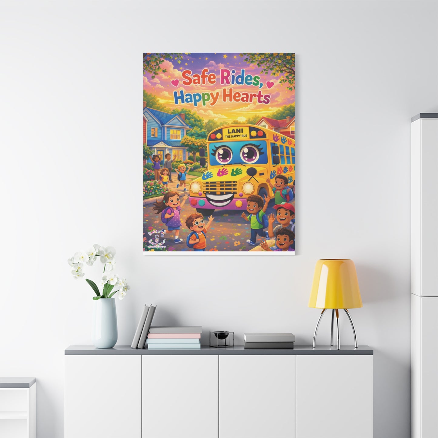 Lani™ Matte Canvas, Stretched 1.25" – "Safe Rides, Happy Hearts" Graphic Wall Art