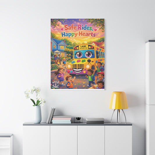 Lani™ Matte Canvas, Stretched 1.25" – "Safe Rides, Happy Hearts" Graphic Wall Art