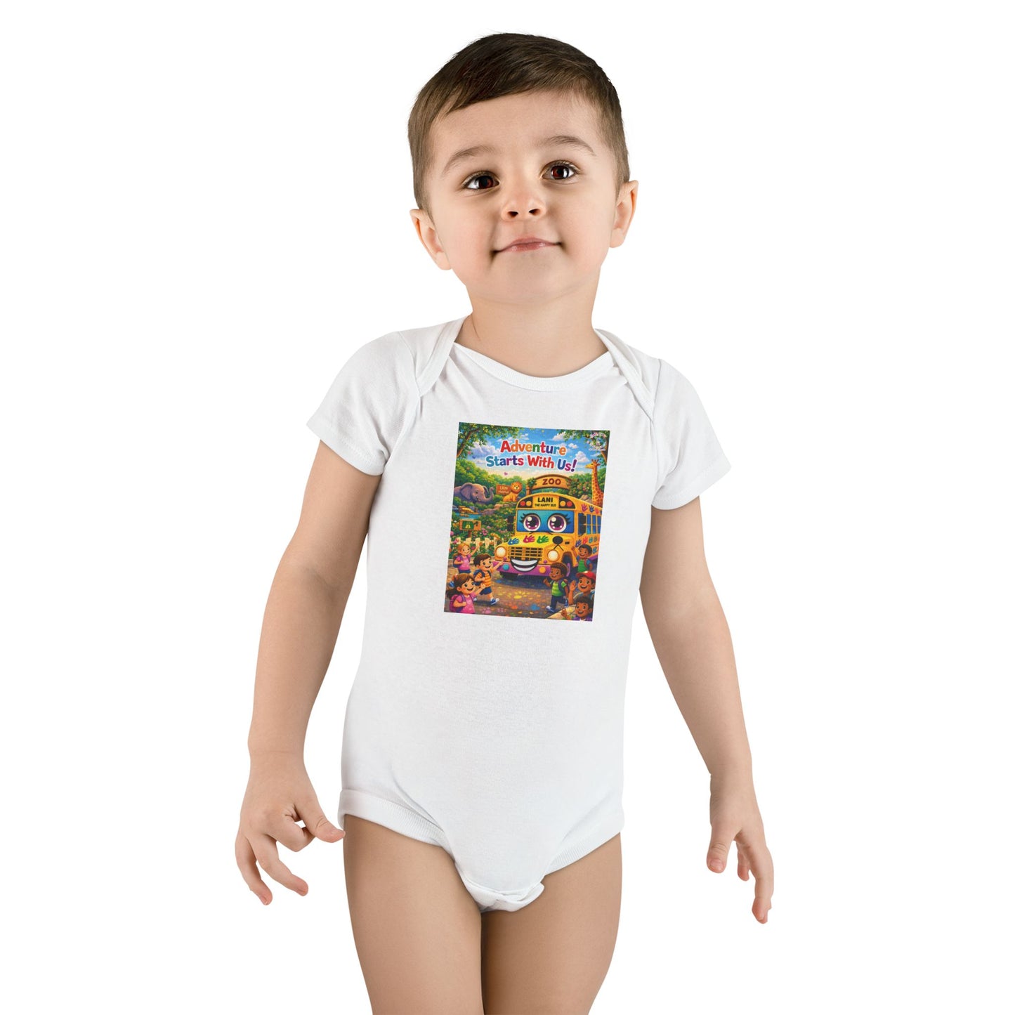 Lani™ Baby Short Sleeve Onesie® – "Adventure Starts With Us!" Graphic