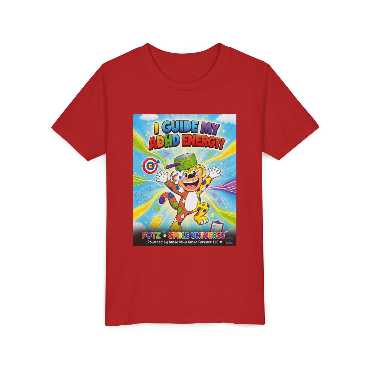 Potz™ Youth Short Sleeve Tee – "I Guide My ADHD Energy!" Graphic Tee | Smile Universe Collection