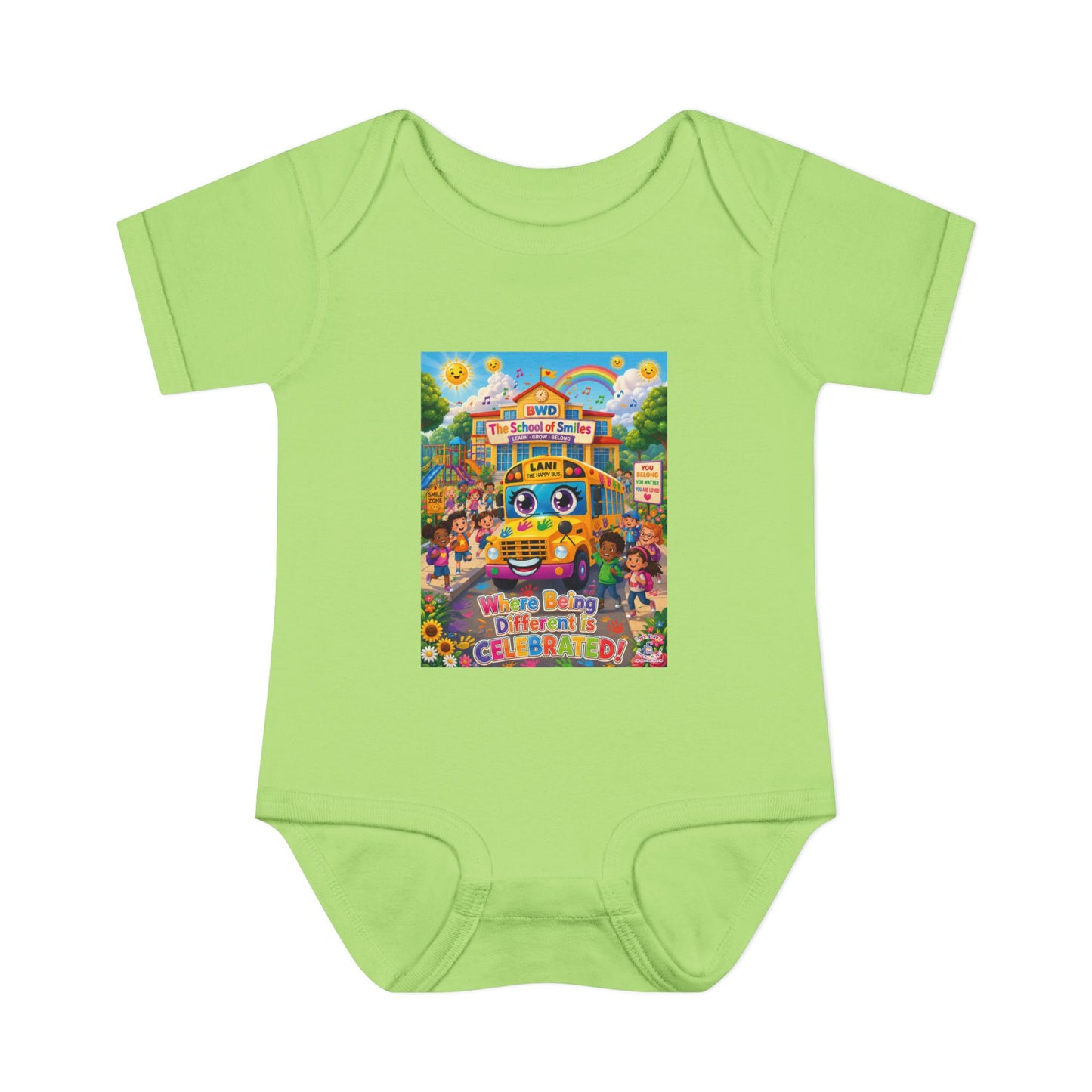 Lani™ Infant Baby Rib Bodysuit – "Where Being Different is CELEBRATED!" Graphic