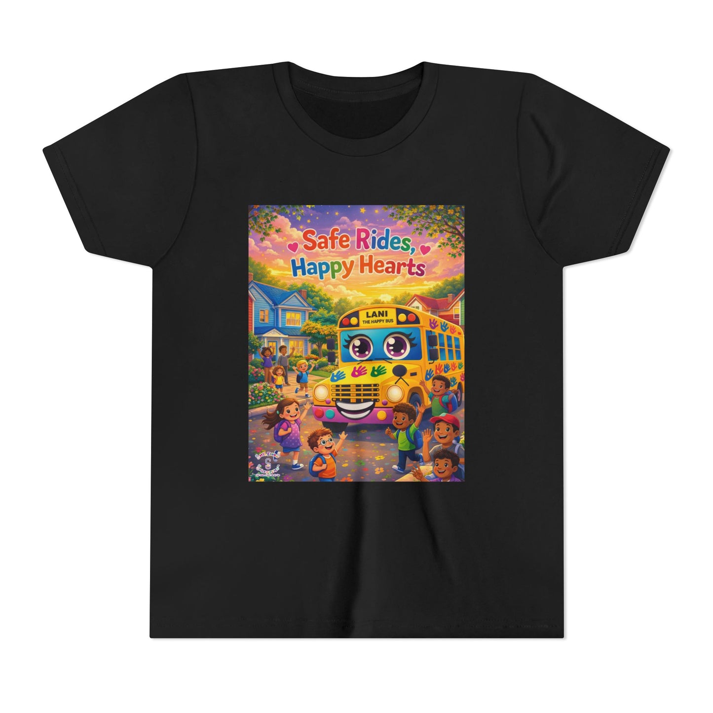 Lani™ Youth Short Sleeve Tee – "Safe Rides, Happy Hearts" Graphic