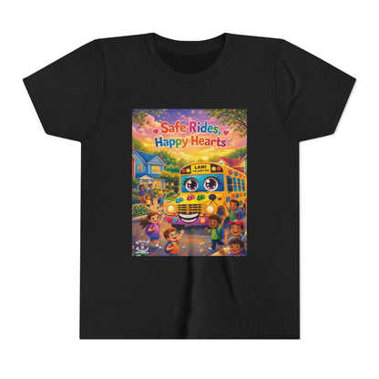 Lani™ Youth Short Sleeve Tee – "Safe Rides, Happy Hearts" Graphic