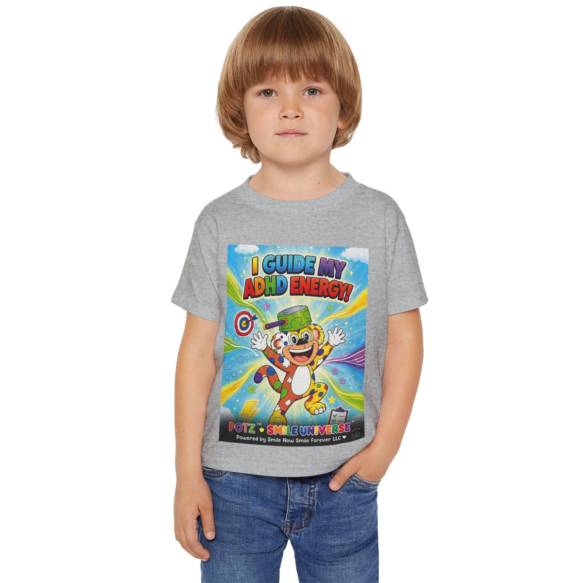 Potz™ Heavy Cotton™ Toddler T-Shirt – "I Guide My ADHD Energy!" Graphic Tee | Smile Universe Collection