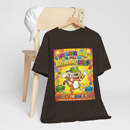 Potz™ Unisex Jersey Short Sleeve Tee – "My ADHD Brain is Full of Brilliant Ideas!" Graphic Tee | Smile Universe Collection