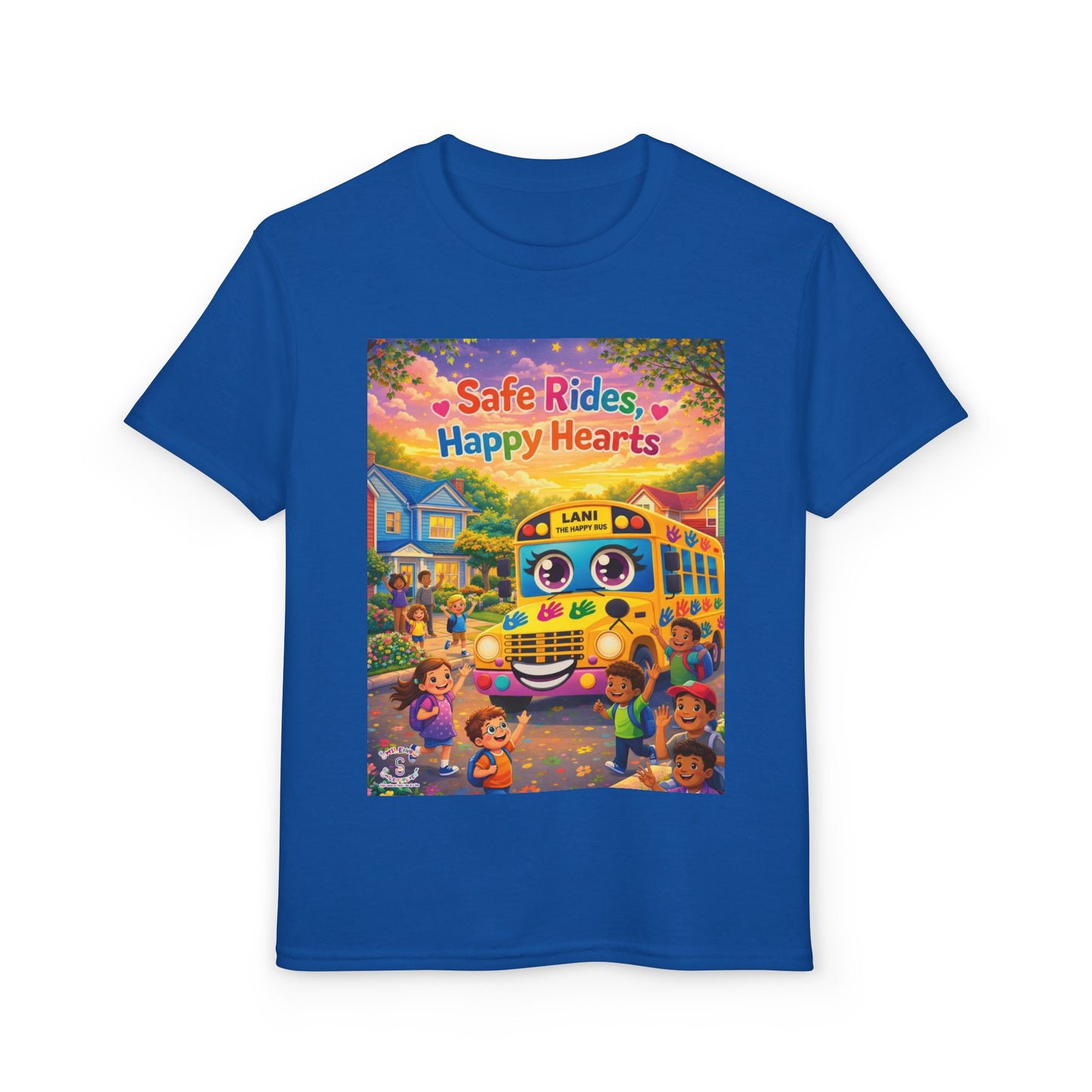 Lani™ Youth DryBlend® T-Shirt – "Safe Rides, Happy Hearts" Graphic