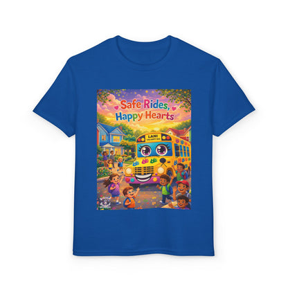 Lani™ Youth DryBlend® T-Shirt – "Safe Rides, Happy Hearts" Graphic