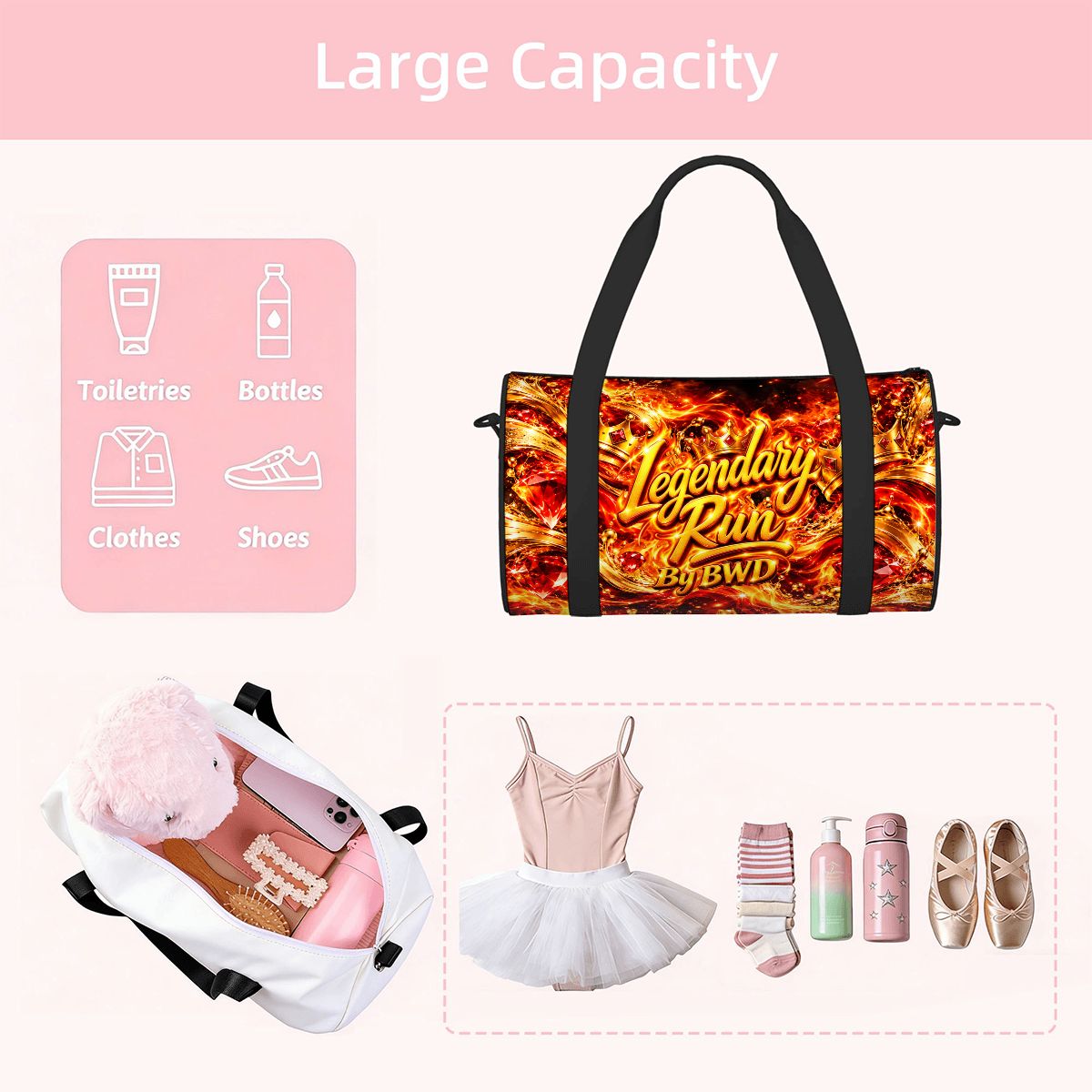 BWD Legendary Run™ AOP Mini Duffle Bag — Golden Flame