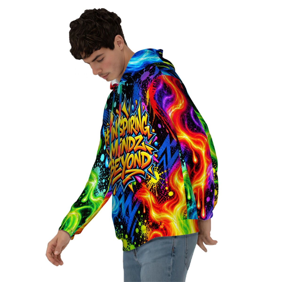 Men’s Graphic Hoodie – Inspiring Mindz Beyond Neon Graffiti Pullover
