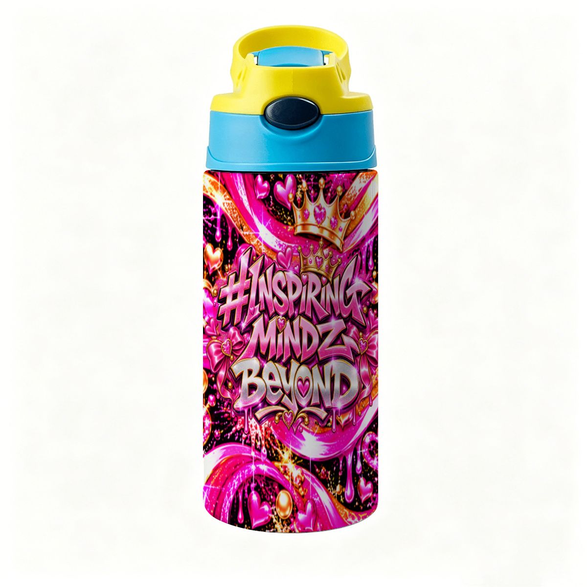 BWD Pink Water Bottle – Inspiring Mindz Beyond Hearts & Crowns Graphic Bottle