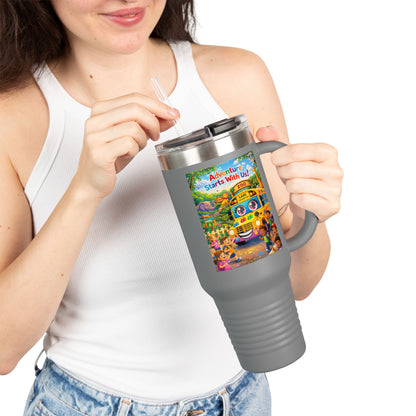 Lani™ 40oz Insulated Travel Mug – "Adventure Starts With Us!" Graphic