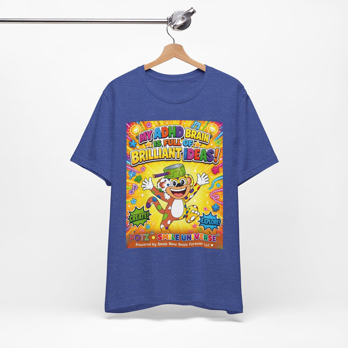 Potz™ Unisex Jersey Short Sleeve Tee – "My ADHD Brain is Full of Brilliant Ideas!" Graphic Tee | Smile Universe Collection