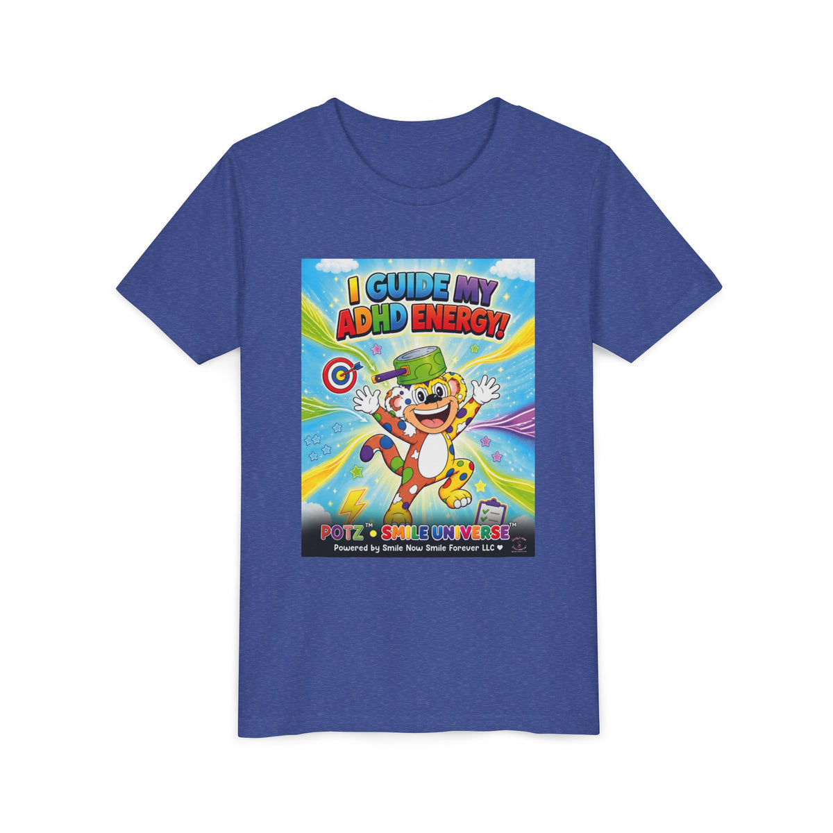 Potz™ Youth Short Sleeve Tee – "I Guide My ADHD Energy!" Graphic Tee | Smile Universe Collection