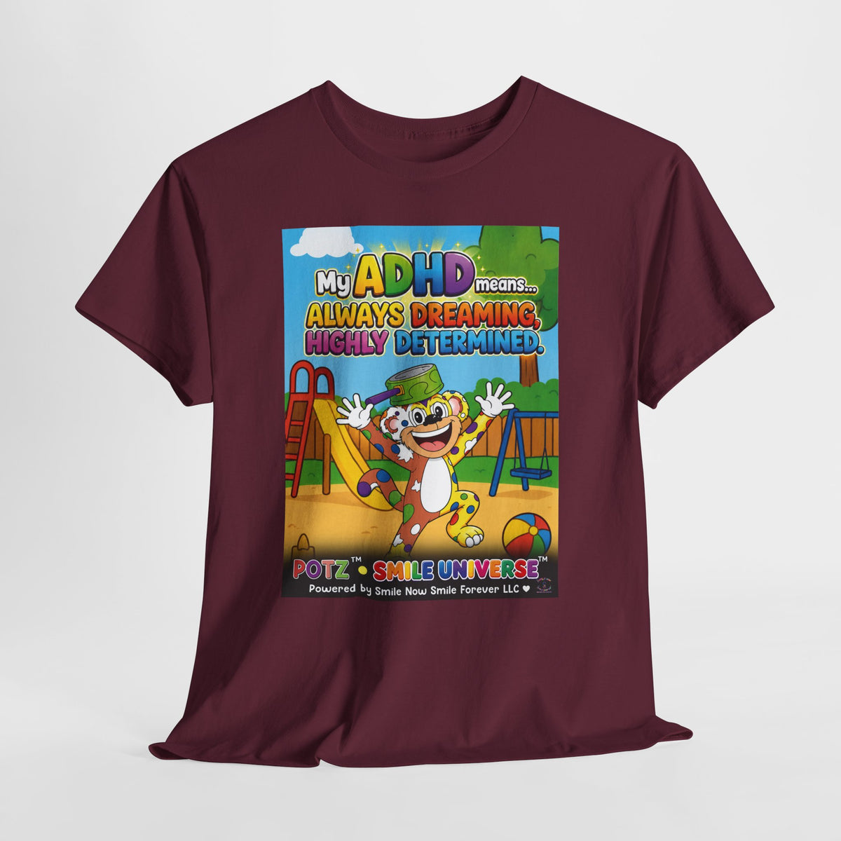 Potz™ Unisex Heavy Cotton™ Tee – "My ADHD Means Always Dreaming, Highly Determined" Graphic Tee | Smile Universe Collection