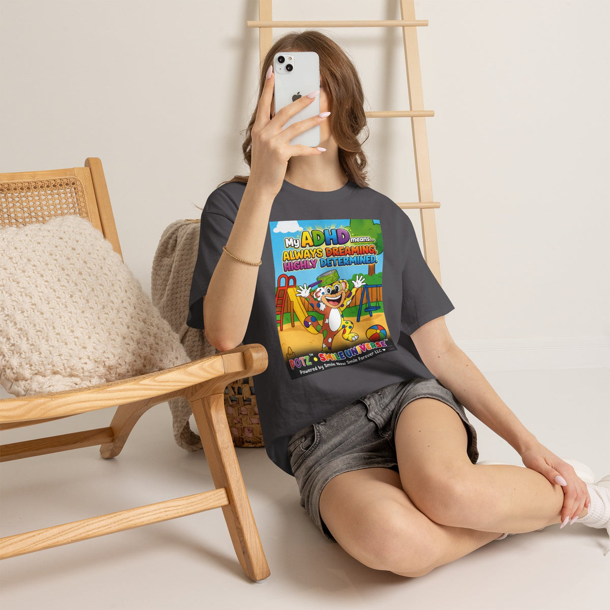 Potz™ Unisex Heavy Cotton™ Tee – "My ADHD Means Always Dreaming, Highly Determined" Graphic Tee | Smile Universe Collection