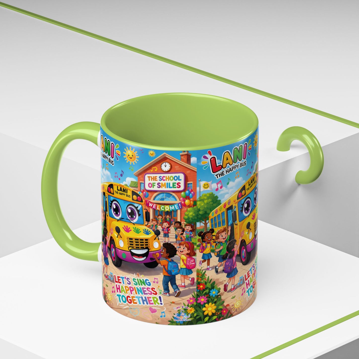 Lani™ Accent Coffee Mug (11oz & 15oz) – "Let's Sing Happiness Together!" Graphic