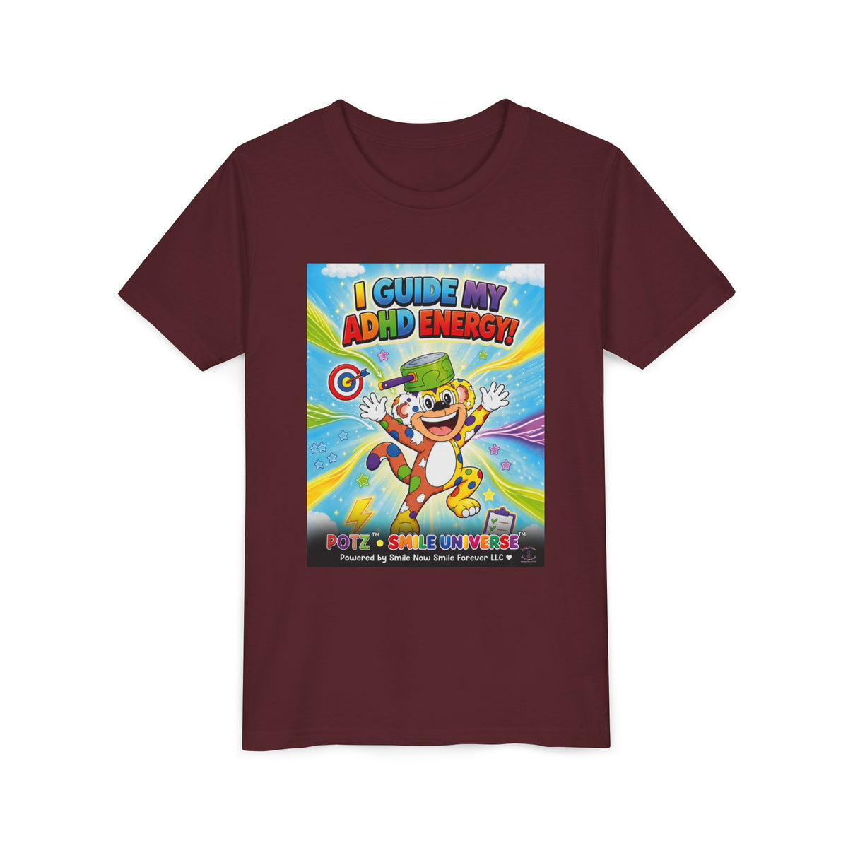 Potz™ Youth Short Sleeve Tee – "I Guide My ADHD Energy!" Graphic Tee | Smile Universe Collection
