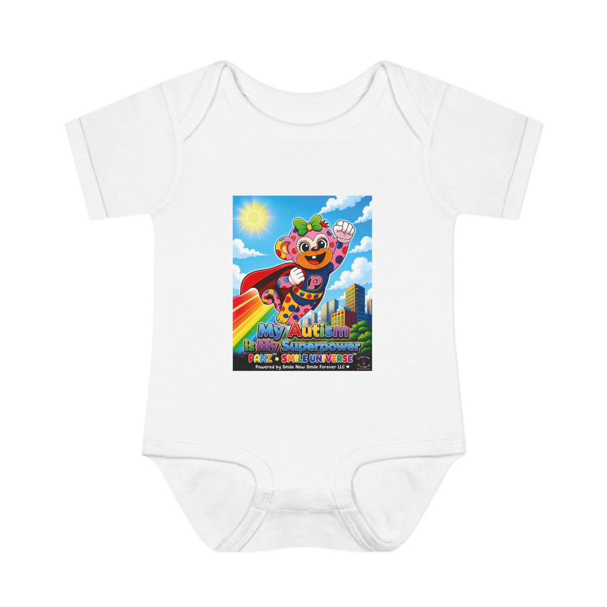 Panz™ Infant Baby Rib Bodysuit – "My Autism is My Superpower" Graphic | Smile Universe Collection