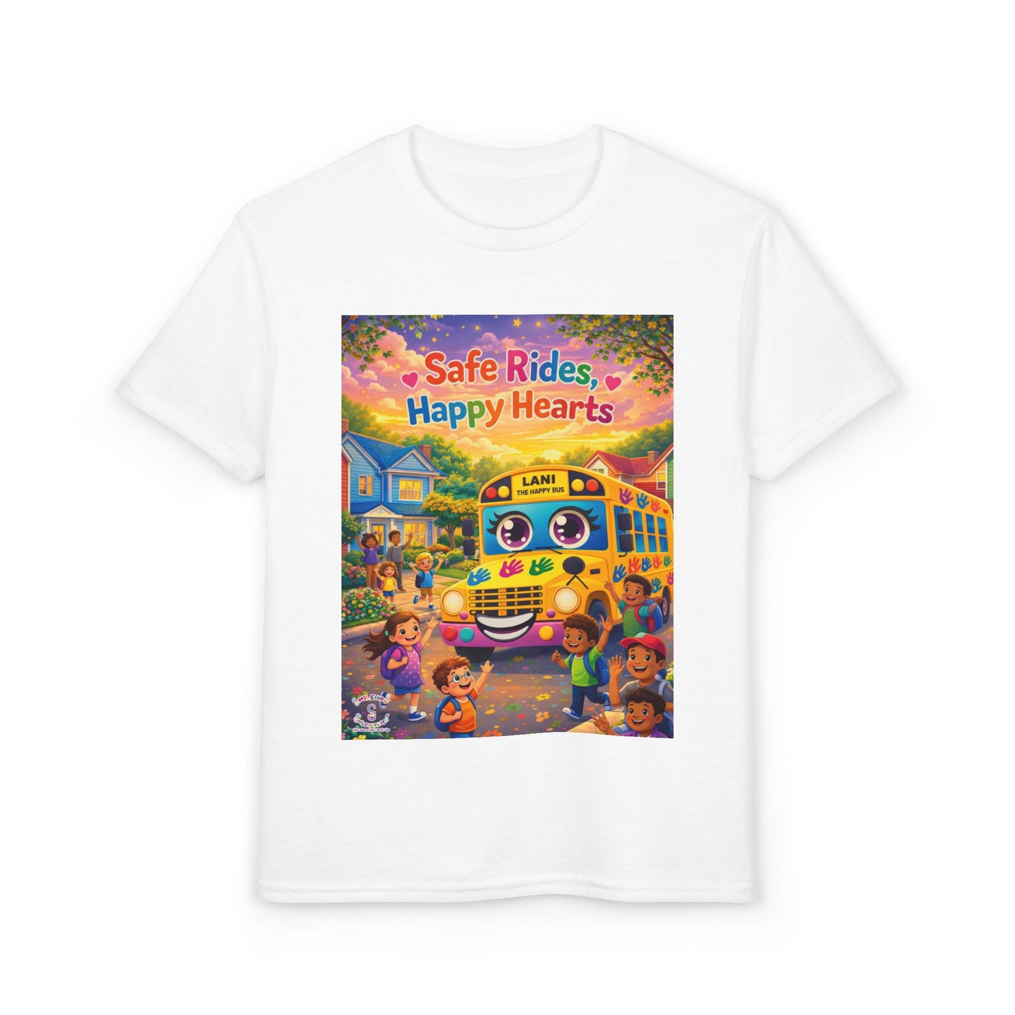 Lani™ Youth DryBlend® T-Shirt – "Safe Rides, Happy Hearts" Graphic