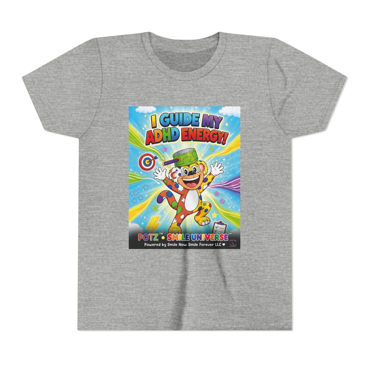 Potz™ Youth Short Sleeve Tee – "I Guide My ADHD Energy!" Graphic Tee | Smile Universe Collection