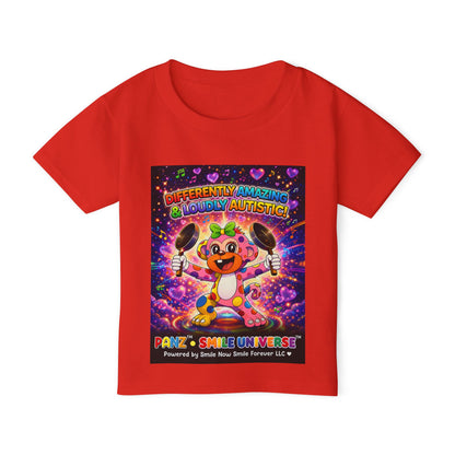 Panz™ Heavy Cotton™ Toddler T-Shirt – "Differently Amazing & Loudly Autistic!" Graphic | Smile Universe Collection