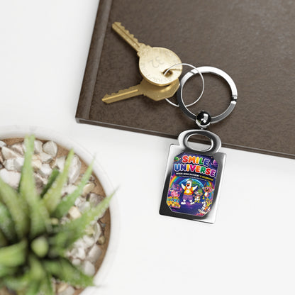Smile Universe™ Rectangle Photo Keyring – "Where Being Different is CELEBRATED!" Graphic