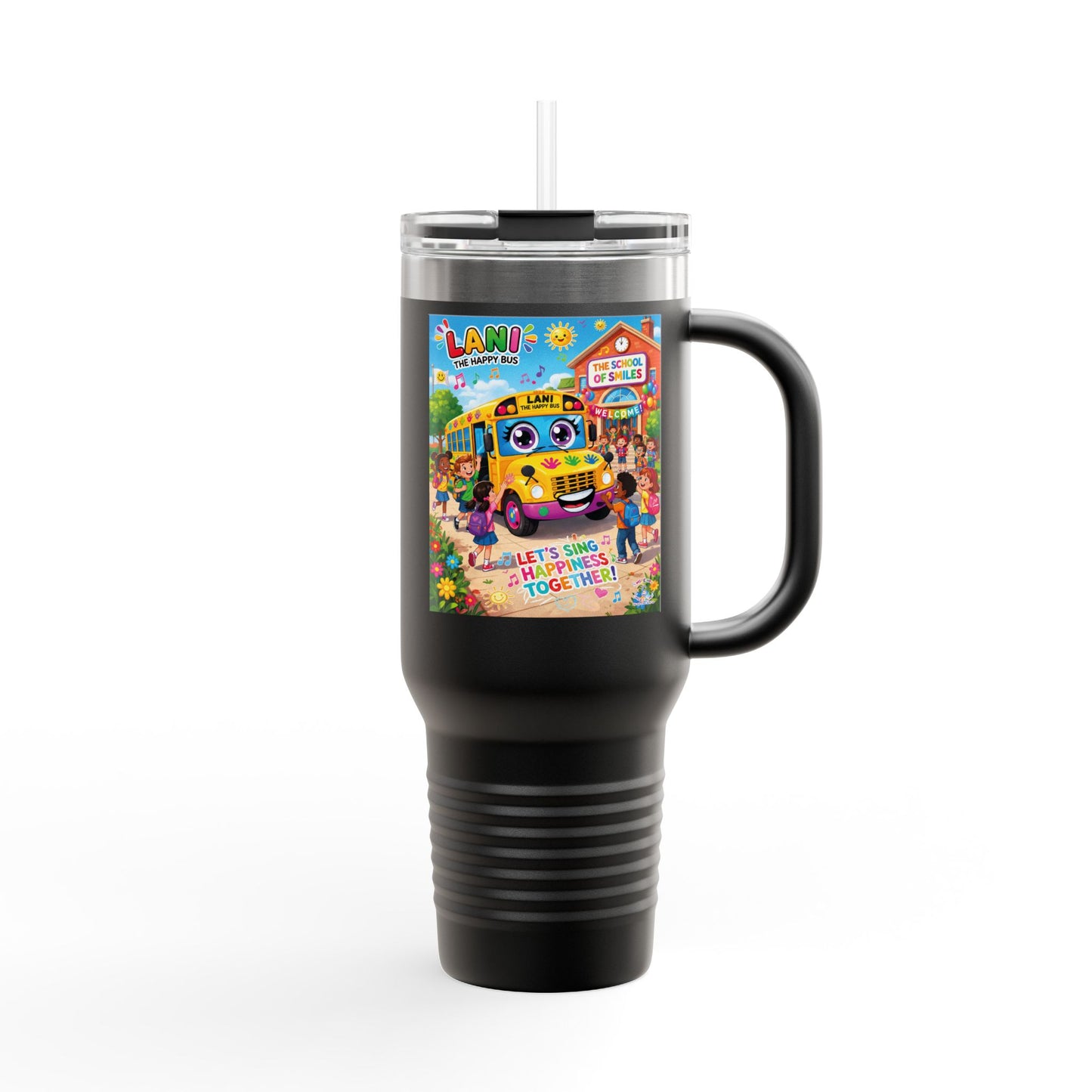 Lani™ 40oz Insulated Travel Mug – "Let's Sing Happiness Together!" Graphic