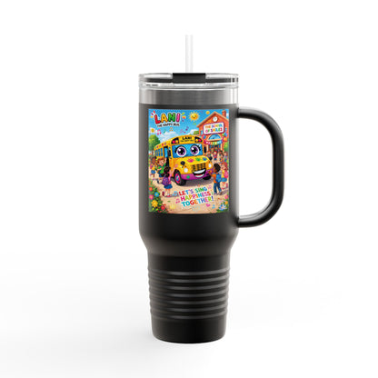 Lani™ 40oz Insulated Travel Mug – "Let's Sing Happiness Together!" Graphic