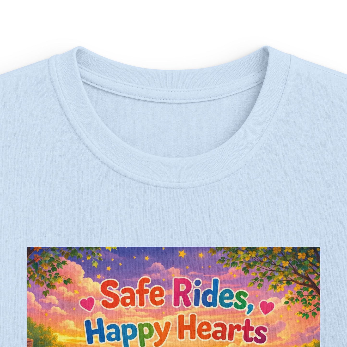 Lani™ Kids Softstyle Tee – "Safe Rides, Happy Hearts" Graphic