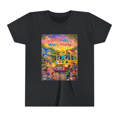 Lani™ Youth Short Sleeve Tee – "Safe Rides, Happy Hearts" Graphic