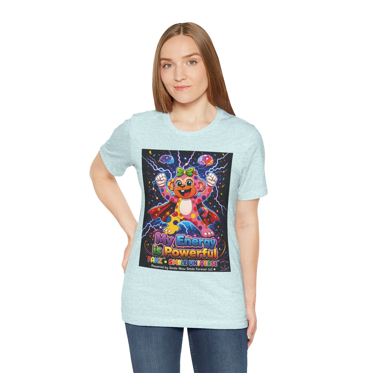 Panz™ Unisex Jersey Short Sleeve Tee For Adult– "My Energy is Powerful" Graphic Tee | Smile Universe Collection