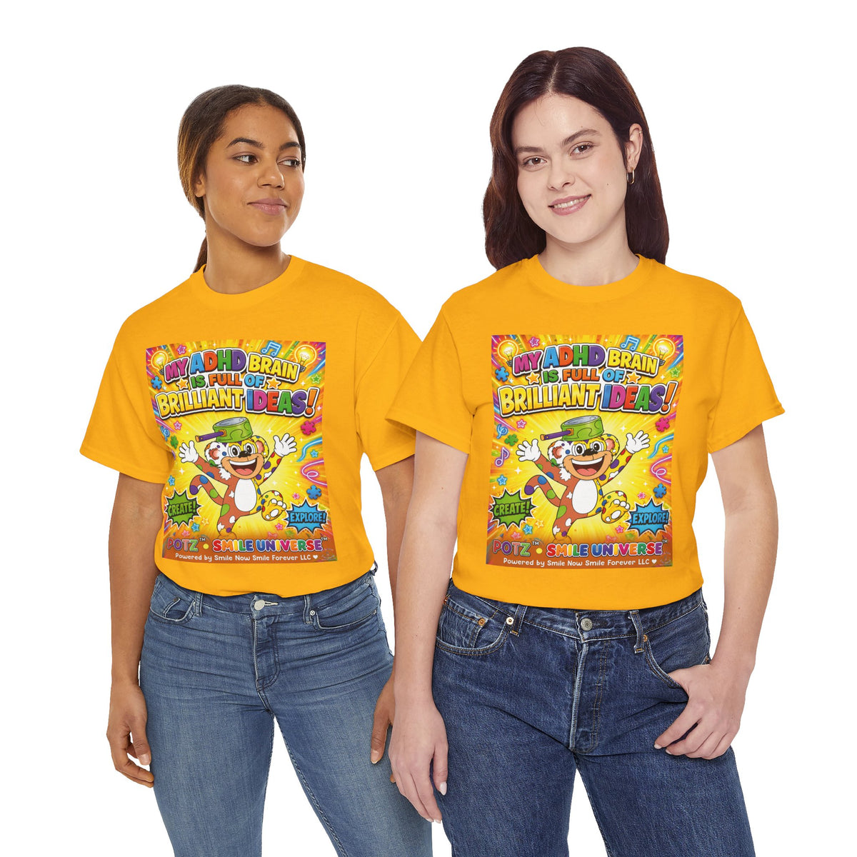 Potz™ Unisex Heavy Cotton™ Tee – "My ADHD Brain is Full of Brilliant Ideas!" Graphic Tee | Smile Universe Collection