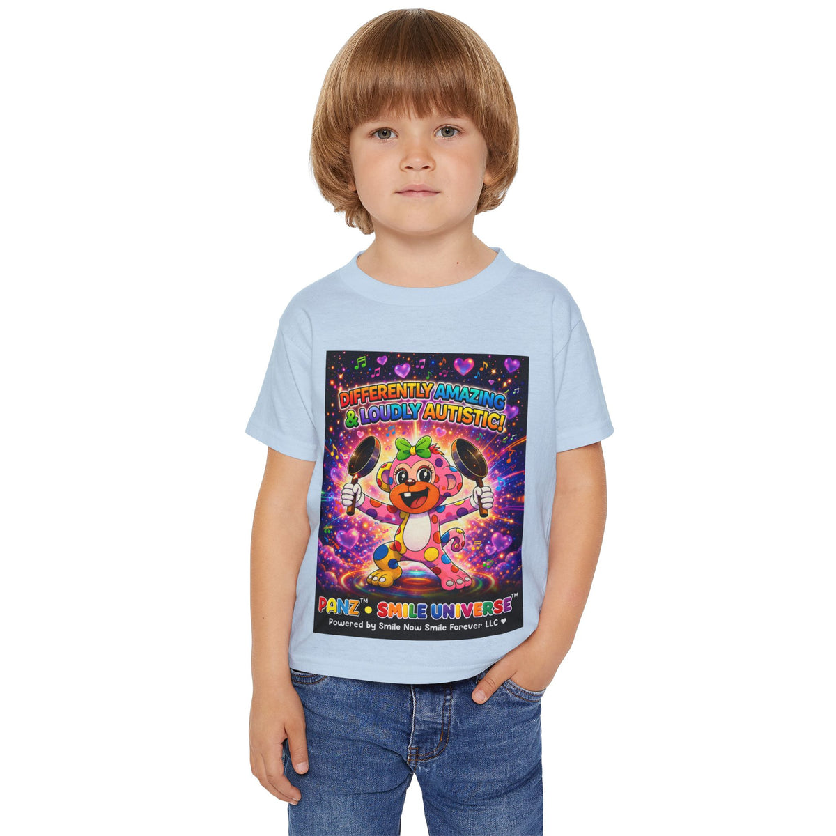 Panz™ Heavy Cotton™ Toddler T-Shirt – "Differently Amazing & Loudly Autistic!" Graphic | Smile Universe Collection