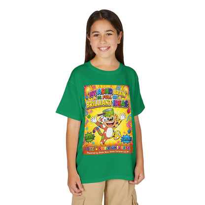 Potz™ Youth DryBlend® T-Shirt – "My ADHD Brain is Full of Brilliant Ideas!" Graphic Tee | Smile Universe Collection