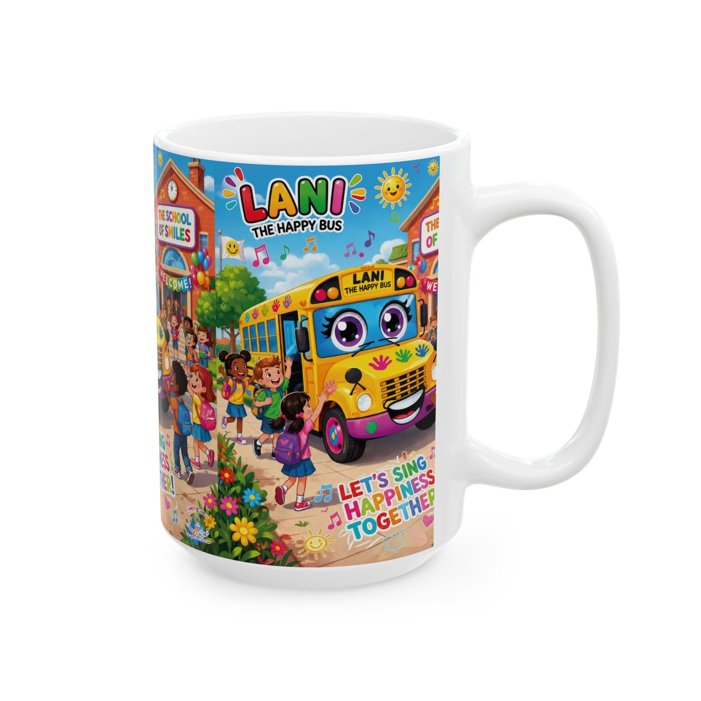 Lani™ Ceramic Mug (11oz & 15oz) – "Let's Sing Happiness Together!" Graphic