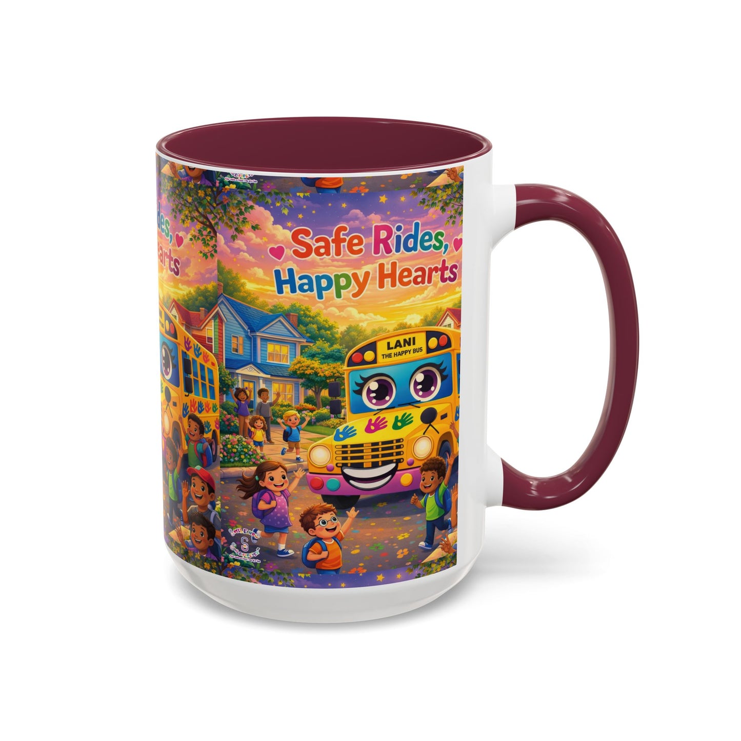 Lani™ Colorful Mug (11oz & 15oz) – "Safe Rides, Happy Hearts" Graphic