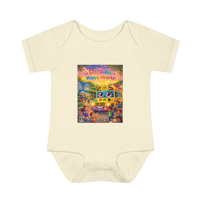Lani™ Infant Baby Rib Bodysuit – "Safe Rides, Happy Hearts" Graphic